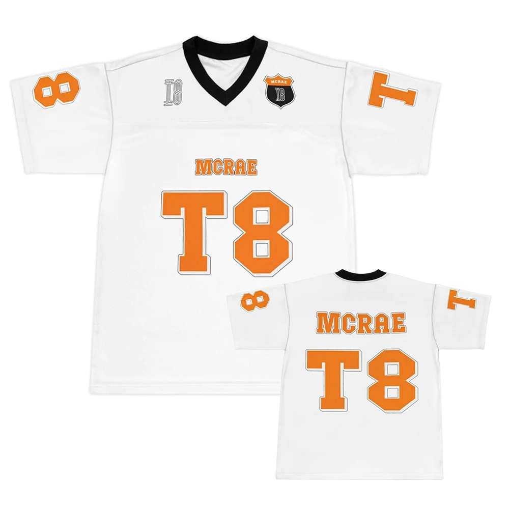 Tate McRae Jersey Spring/Summer Season Men's and Women's Sportswear T8 McRae Football Jersey V-Neck Kid T-Shirt y2k clothes