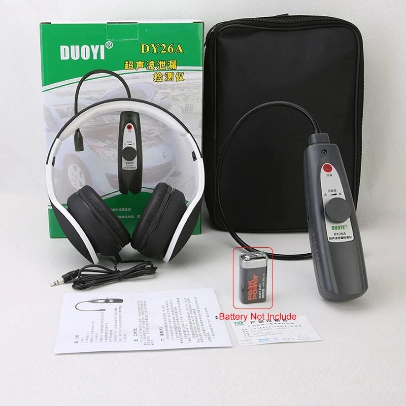 Ultrasonic Leak Detector DY26A Tool Transmitter Sealing Flaw Stethoscope Gas Water Leak Pressure Vacuum Probes Location Repair 6