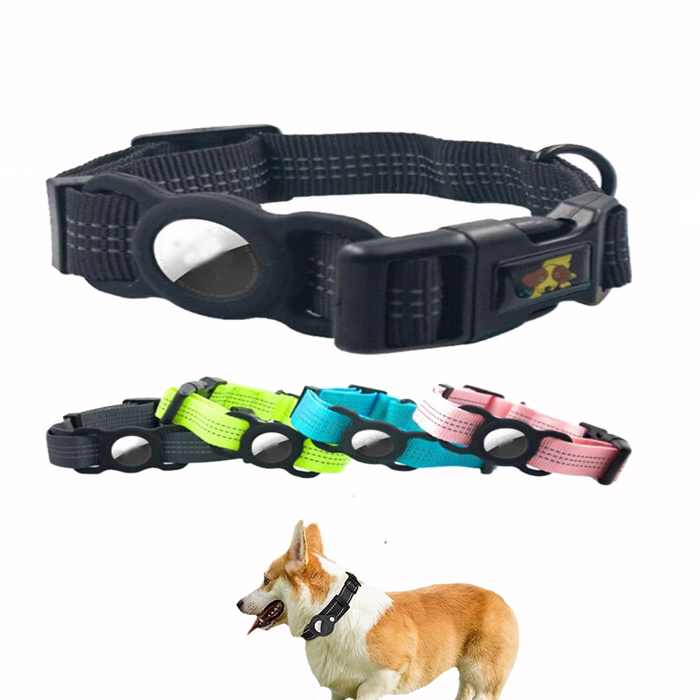 Collier pour chien Airtag, collier pour chien Air Tag réfléchissant pour  Apple Airtags - Collier pour chien robuste et durable réglable avec support