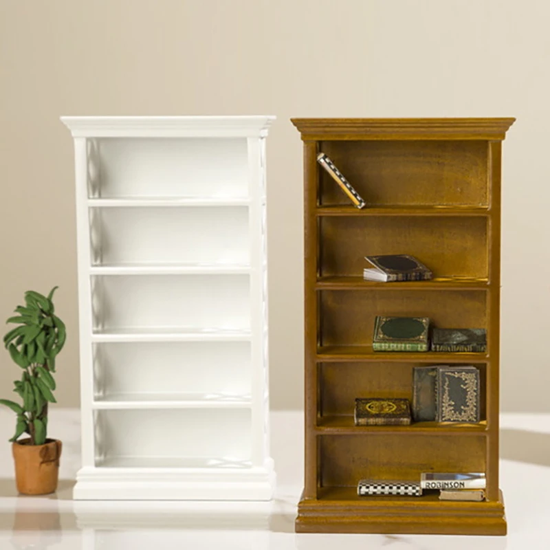 1/12 Dollhouse Bookshelf Storage Cabinet Miniature Closet Book Table Cabinet Shelf Model Dollhouse Furniture Decor DIY Toys 4