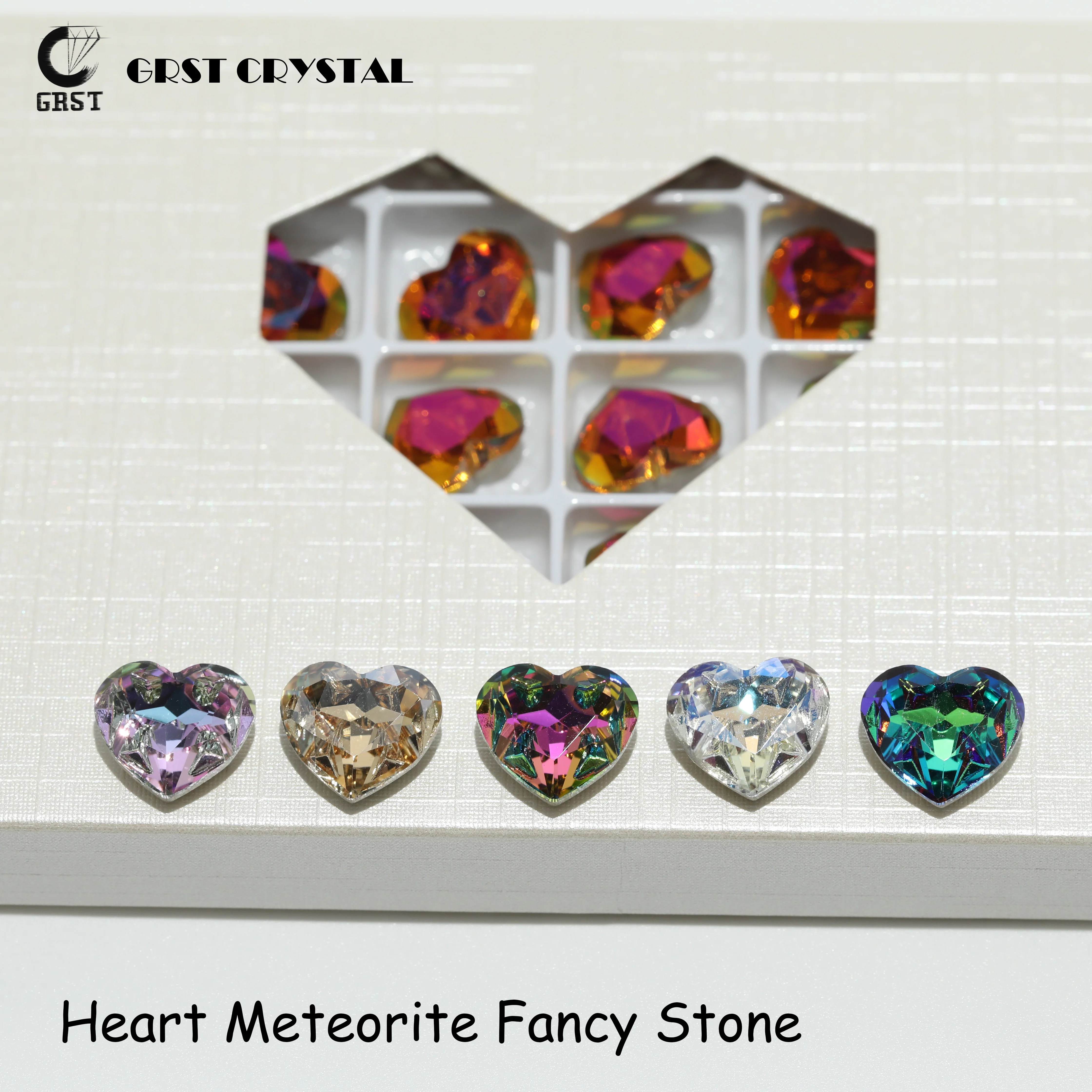 GRST Premium Meteorite Series Strasssteine DV4020 Herzförmige Fancy Stones Glänzende Kristalle DIY-Zubehör für Nagelkunst, Hochzeitskleider, Taschen