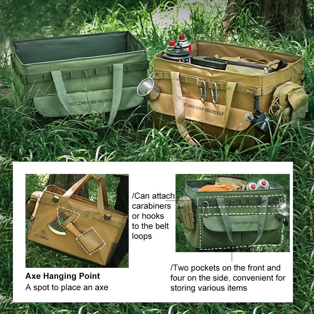 손잡이가 있는 캠핑 보관 가방, 45L 도구 토트백, 접이식 가방, 야외 정원 도구 가방