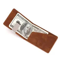 New Fashion Men's Leather Money Clips Wallet Multifunctional Thin Man Card Purses Women Metal Clamp For Cash Holder 1