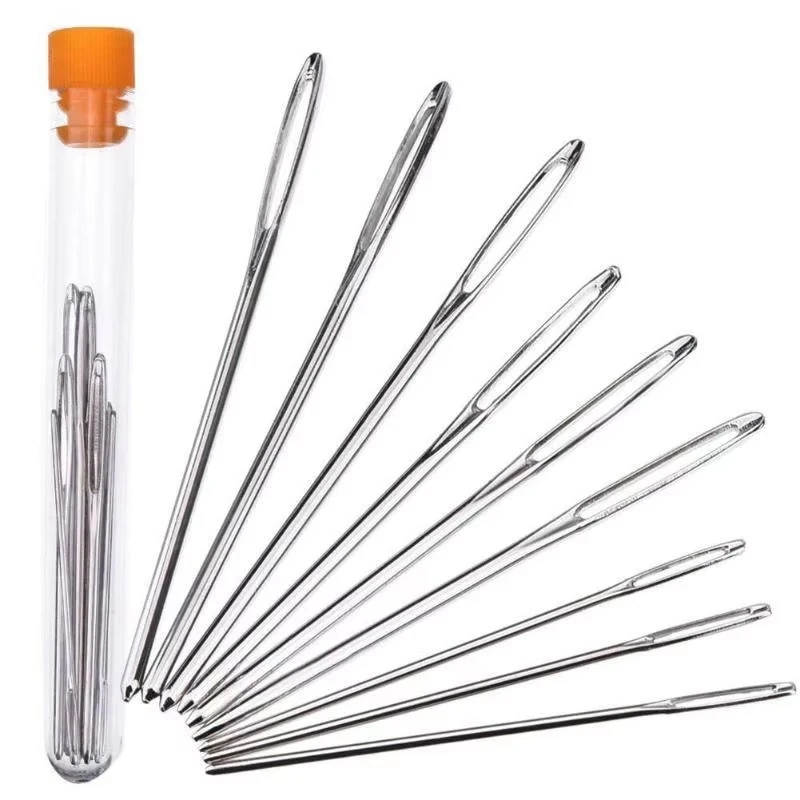 1 Set Large Eye Blunt Sewing Needles Cross Stitch Knitting Needle Handmade Leather Embroidery Thread Needle Sewing A