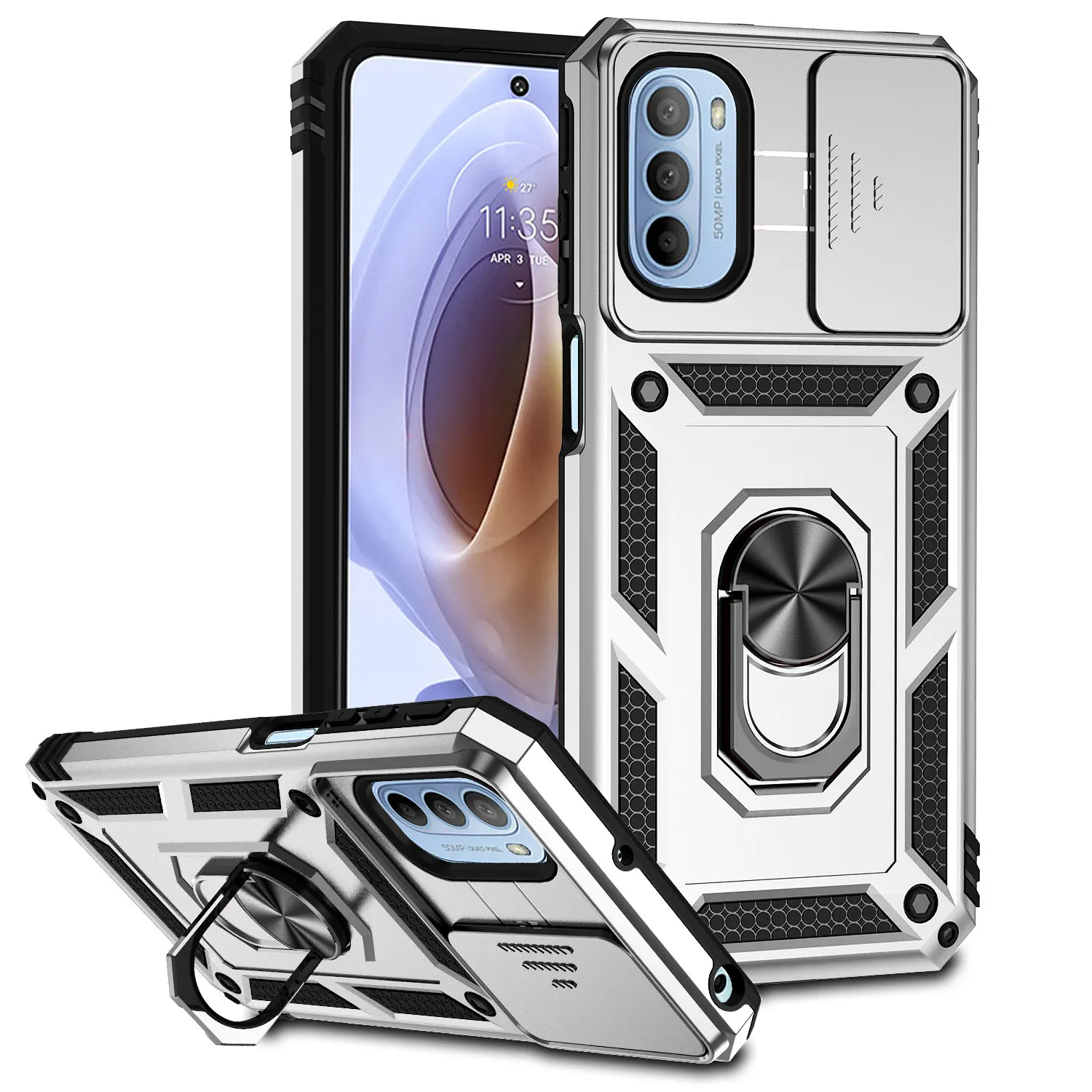 Magnetic Ring Armor Phone Case with Camera Protection - Durable Back Cover