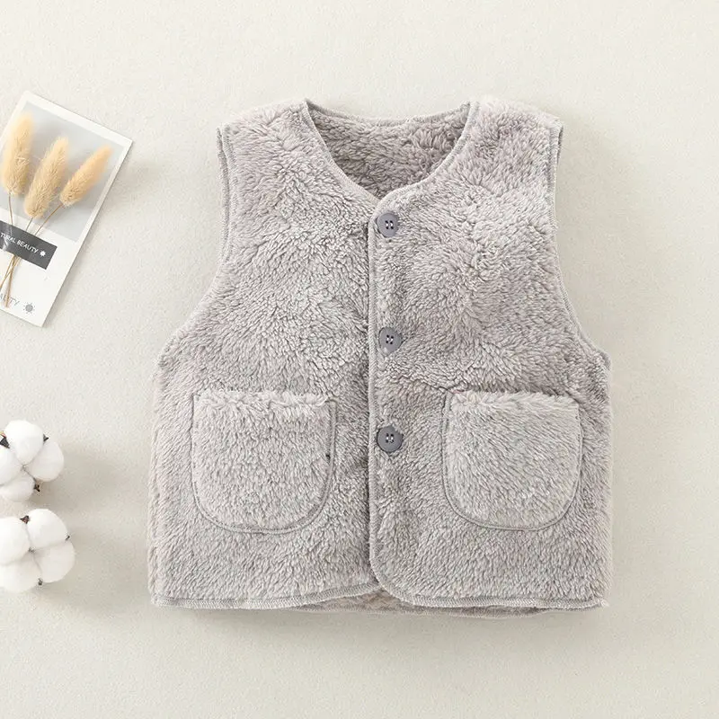 Sleeveless Children Vest Baby Girl Boy Plush Waistcoat Spring Autumn Kids Jacket Soft Children Clothes Thick Outerwear For Kids