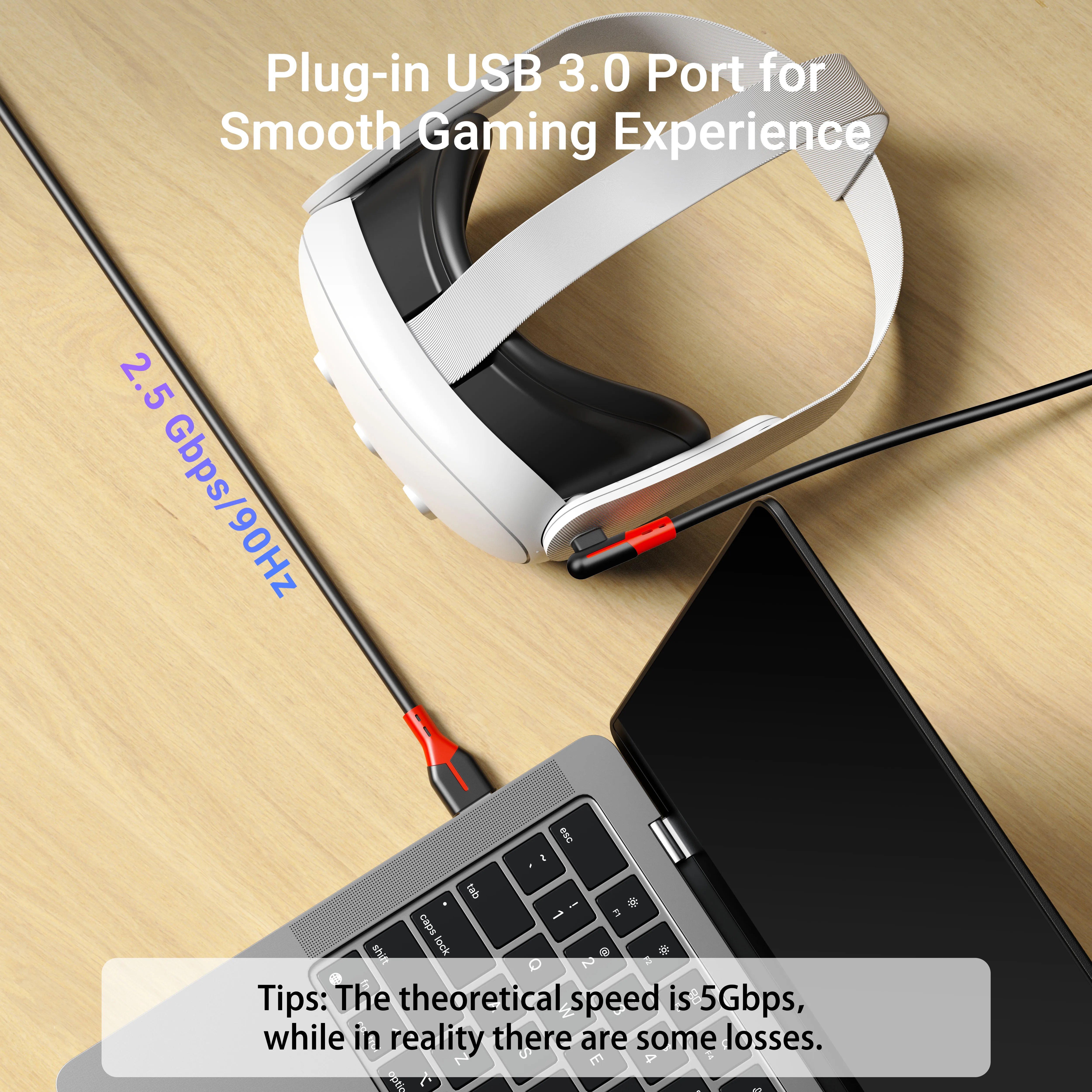 VR 충전 링크 케이블 16피트 메타 퀘스트 3S 퀘스트3 2 피코4 액세서리 및 PC 스팀VR 선물용 5Gbps USB 3.0 to USB C 호환