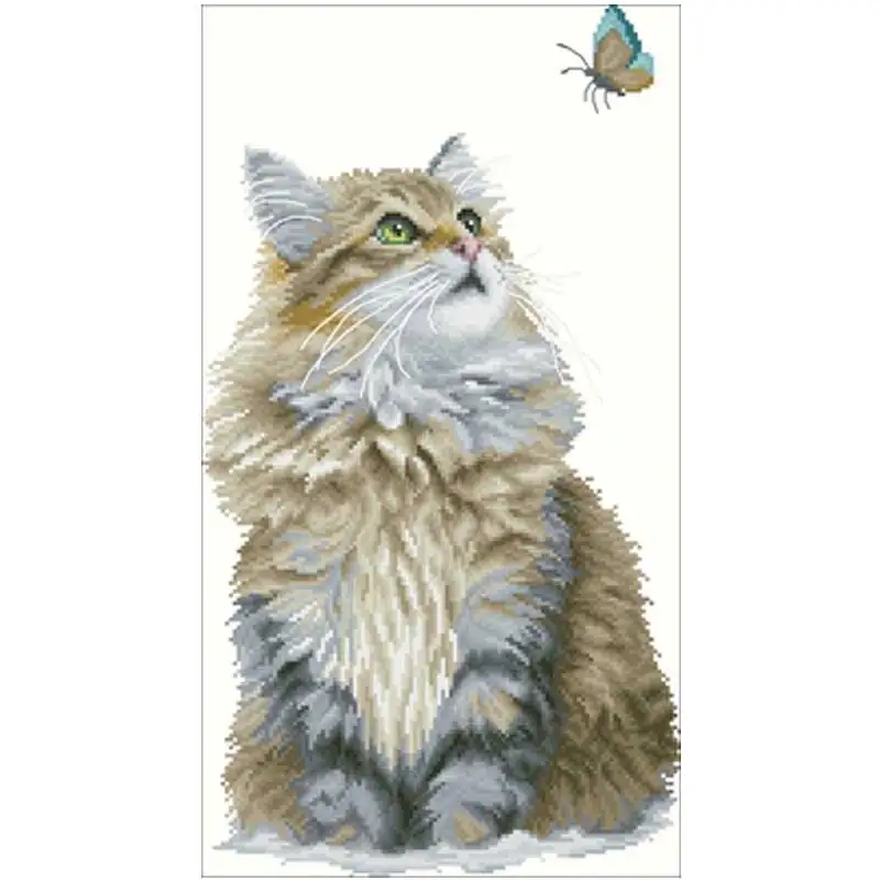 Cat and butterfly patterns Counted Cross Stitch 11CT 14CT 18CT DIY Chinese Kits Embroidery Needlework Sets | Дом и сад