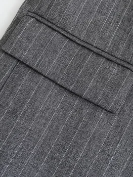 Willshela Women Fashion With Pockets Striped Single Breasted Blazer Vintage Notched Neck Long Sleeves Female Chic Lady Outfits 5