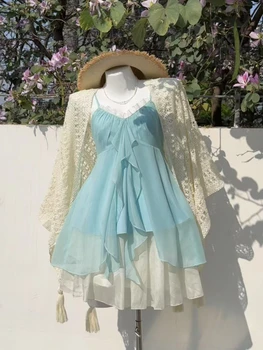 Beach Style Y2k 2 Piece Sets Women Casual Y2k Crop Top + Mini Skirts Corset Vest Korean Fashion Sexy Vintage Suits Chic Outwear 1