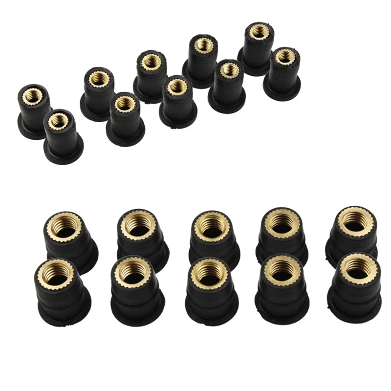Well Nut M5 5mm M4 M6 Metric Rubber Motorcycle Windshield Rubber Rivet Nuts Bolts 10PCS For Honda For Suzuki Yamaha