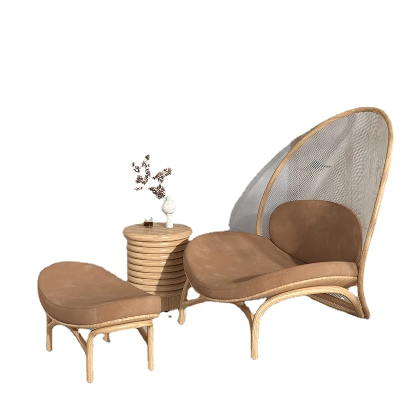 

TLL Casual Rattan Fabric Couch Breathable Nordic Countryside Single