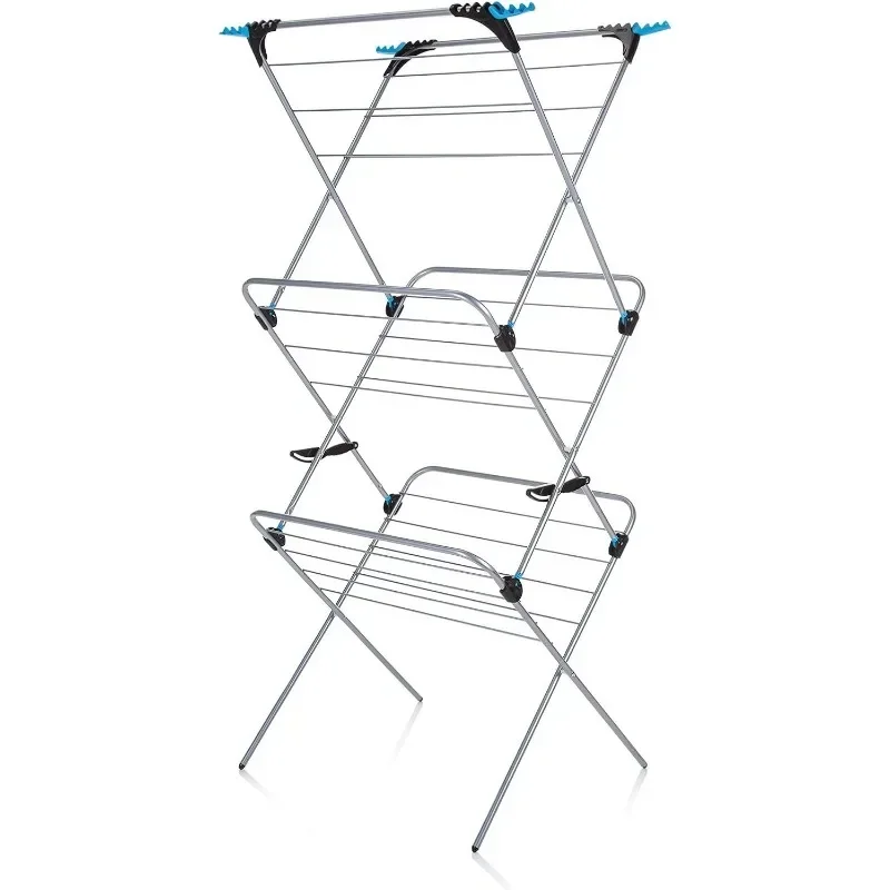 Homecare 3 Tier Plus Indoor and Outdoor Portable Clothes Drying Rack - Collapsible Laundry Air Dryer with 69 ft. 3