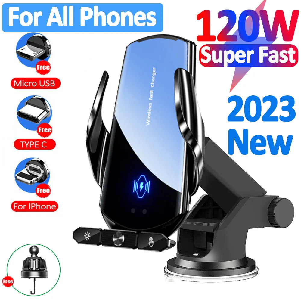 Car Mobile Phone Holder Wireless Charging Charger 120w Charging Mobile Phones Wireless