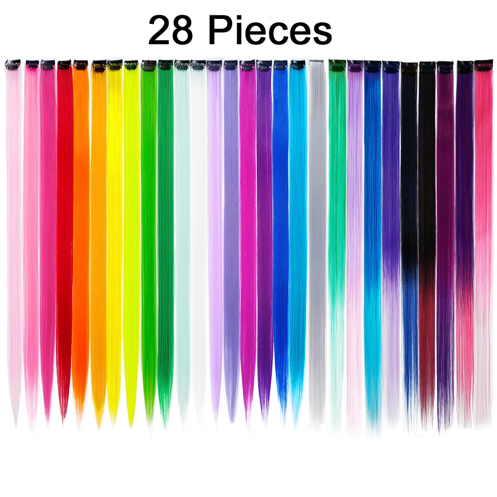 Előtérbe helyez Colorado csipesz -en haja kiterjesztések 22inch egyenesen Rainbow haja kiegészítők számára lányok csipesz ben haja Valaki Műtárgy  hairpieces