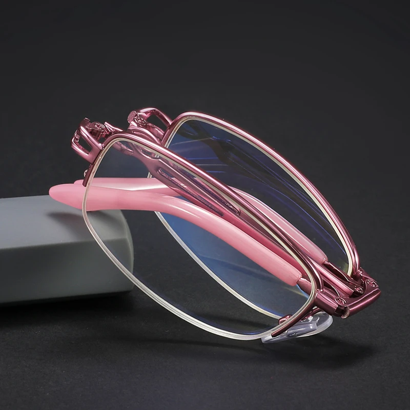 Kann Blume Neue Folding Lesebrille Für Frauen Rosa Farbe Brillen Rahmen Weibliche Blau Licht Blockieren gläser Mit Fall