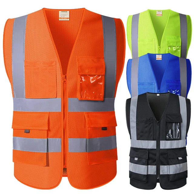 Sfvest hi vis viz executive weste gut sichtbare arbeits weste reflektierende  sicherheits oberseite orange gelb blau