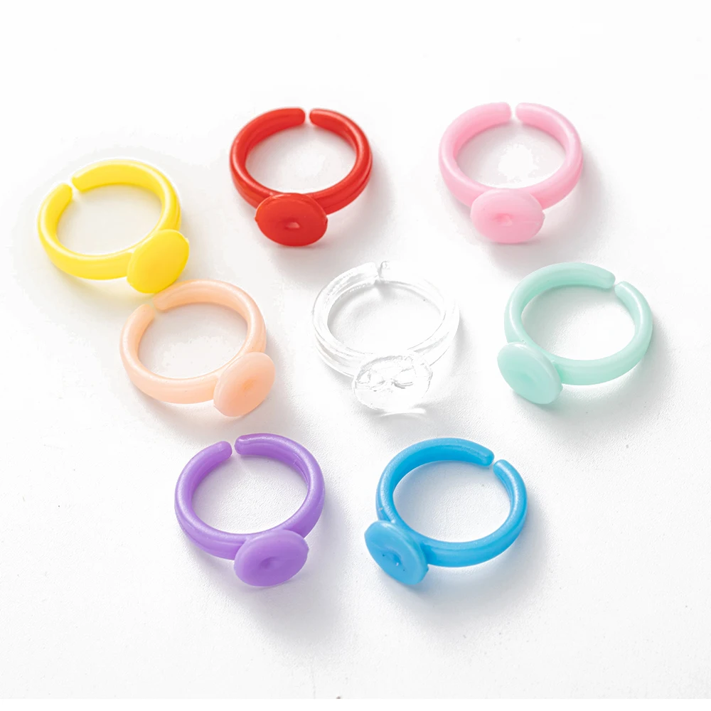 50/100pcs Plastic Adjustable Pink Colorful Ring Base For DIY