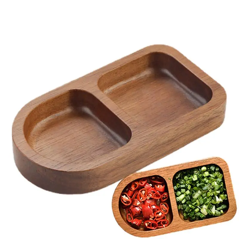 

Small Dipping Sauce Bowls 2/3 Grids Wood Dipping Bowls Seasoning Dish Smooth Side Dishes Dessert Plates multiusage bowls