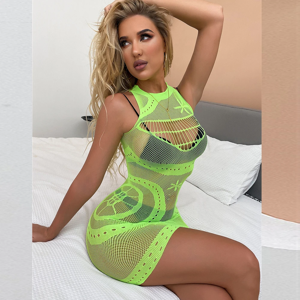 Fashion Women Bodycon Dresses Sleeveless Mini Beach Dress Transparent Sexy Cut Out Babydoll Mini Dress Party Club Outfits LC12 4