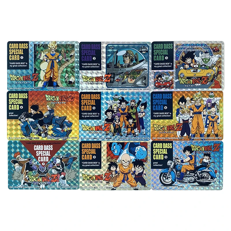

9Pcs/set Dragon Ball Flash Cards Goku Gohan Piccolo Krillin Super Saiyan Classic Game Anime Collection Cards Diy Gift Toys