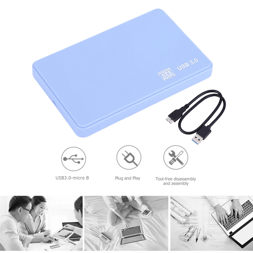 SSD 외장 저장용 USB 케이블 포함 휴대용 HDD 인클로저, SATA to USB3.0 HDD 박스, XP/win7/win8/win10 2.5in 호환 가능