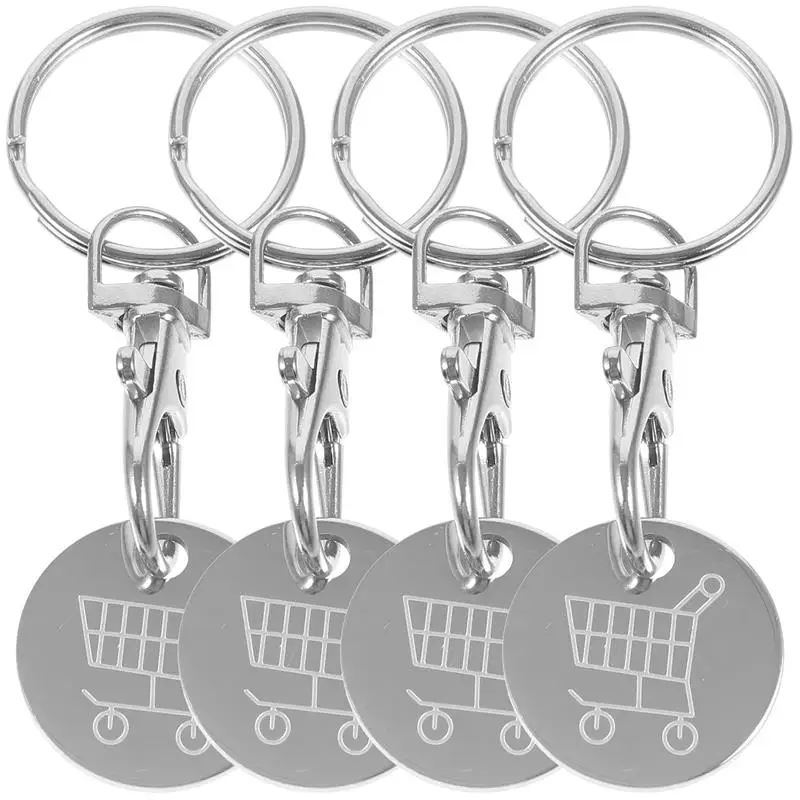 

4Pcs Key Ringss Token Hard Portable Key Ringss Metallic Stainless Steel Keychain For Key Hook Practical Daily Use