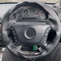 Car Steering Wheel Cover For BMW 3 5 Series E36 E46 E39 X3 E83 X5 E53 Perforated Microfiber Leather Braid w/ Needles & Threads