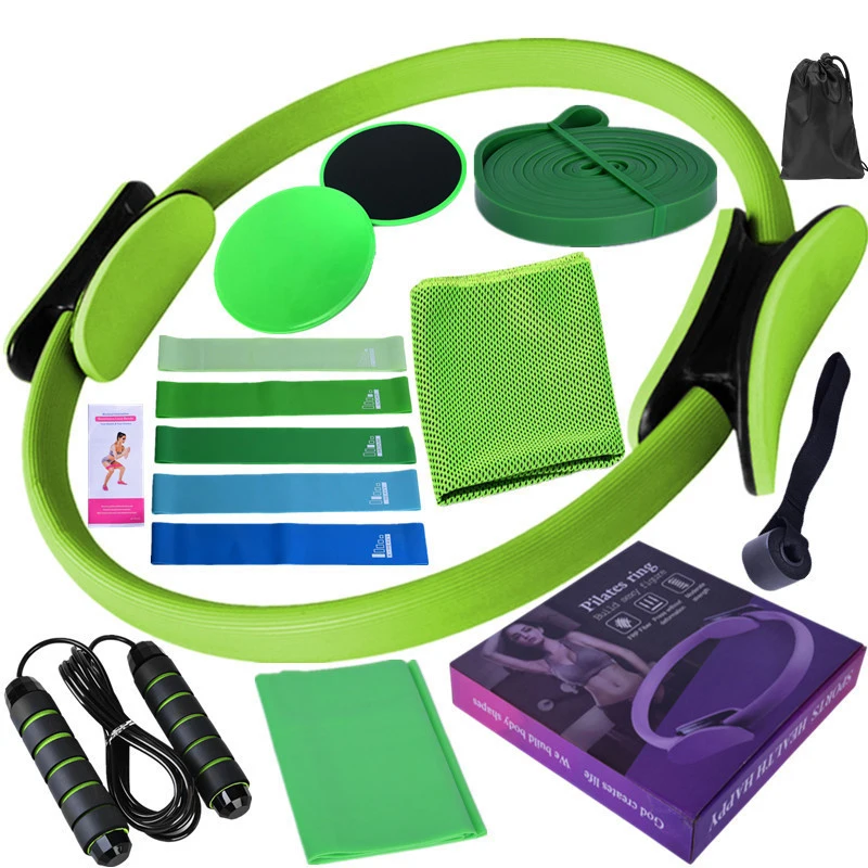 15 Teile/satz Latex Yoga Elastische Band Fitness Kühlen Handtuch Schiebe Platte Spannung Gürtel 3 Meter Springseil Pilates ring – Detail 3