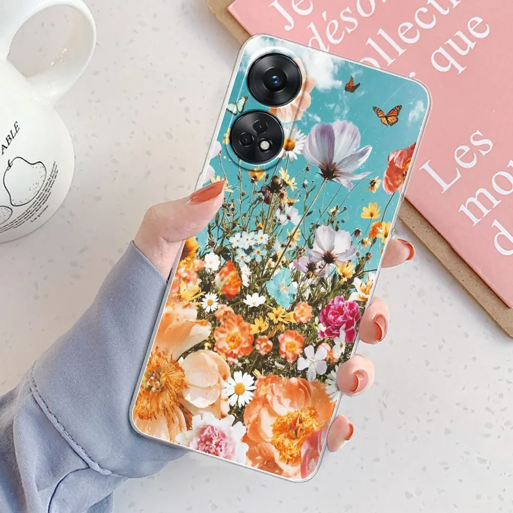 SEAHAI Cover Per Oppo Reno 8T 4G Con Motivo Gatto - Custodia TPU Trasparente Antiurto, Sottile, Supporta Ricarica Wireless - 2