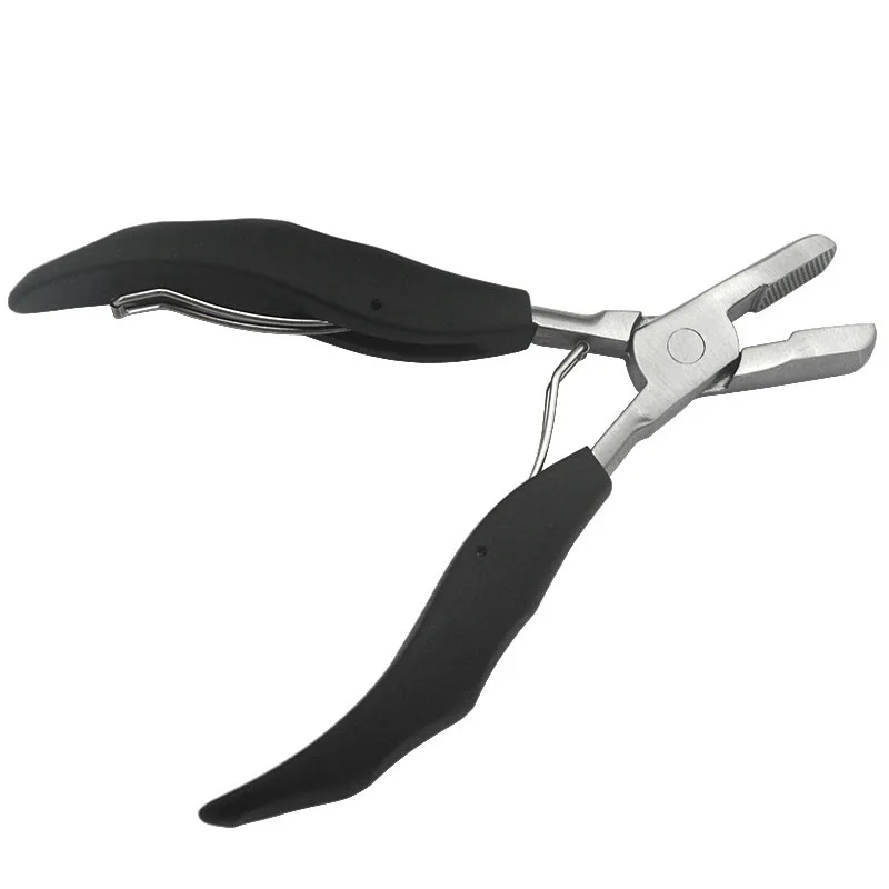 Flat Tip Stainless Steel Hair Pliers Multi Functional Hair Extension Pliers Wide Tip Black handle Extension Tool 1PC hair extension pliers