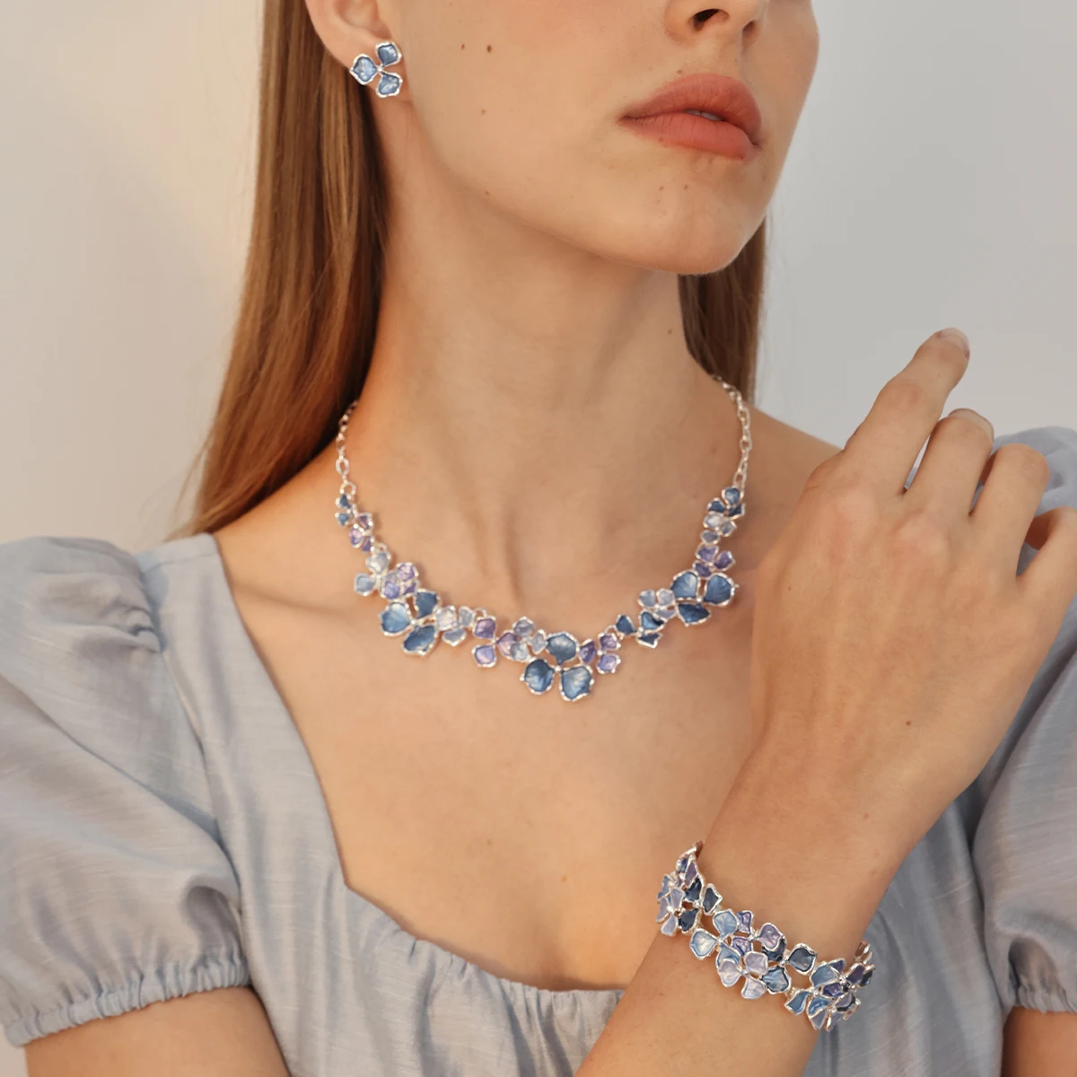 2024 Romantic Flowers Jewelry Sets Fashion Spring/Summer Earrings Necklace Set Mother's Day Gift Banquet Accessories for Women 4