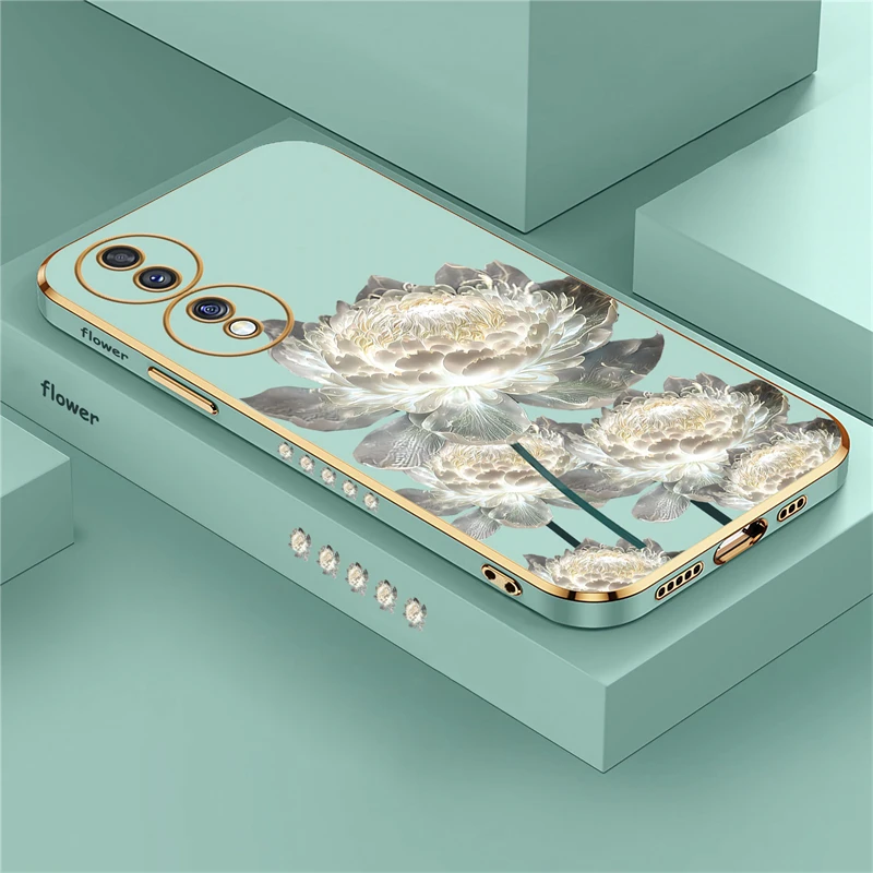 Lotus Flower Luxury Plating Shockproof Silicone Phone Case
