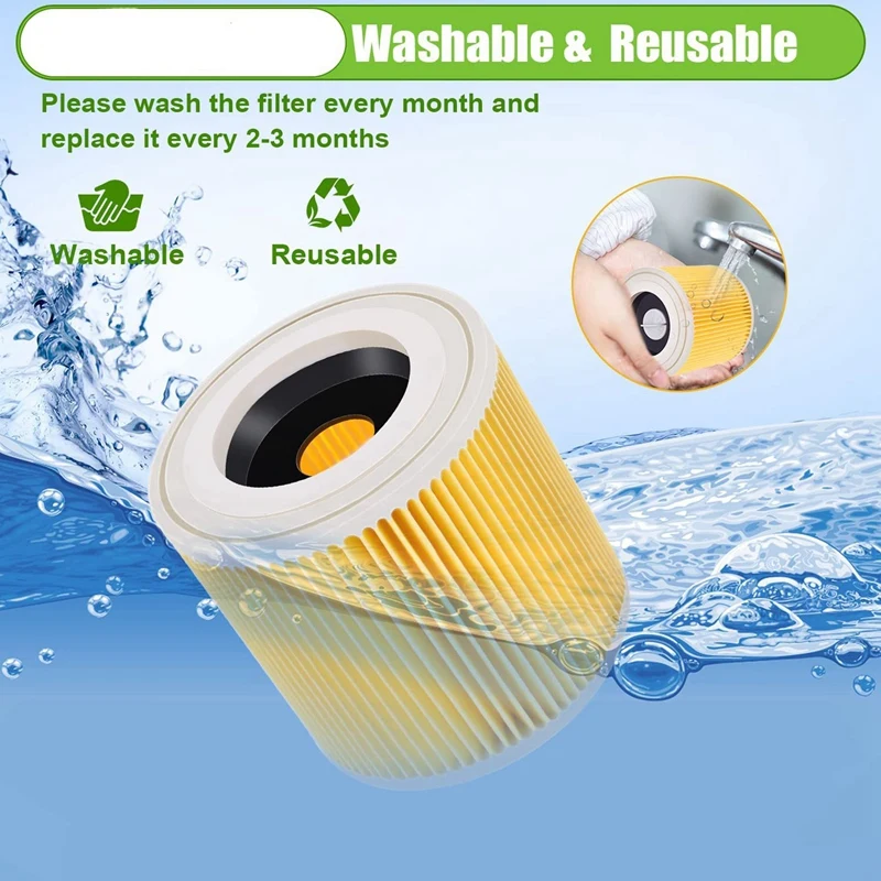 Filtro a cartuccia per KaRcher WD3 Premium WD2 WD3 WD3P WD3 MV2 MV3 filtro  di ricambio per aspirapolvere KaRcher - AliExpress