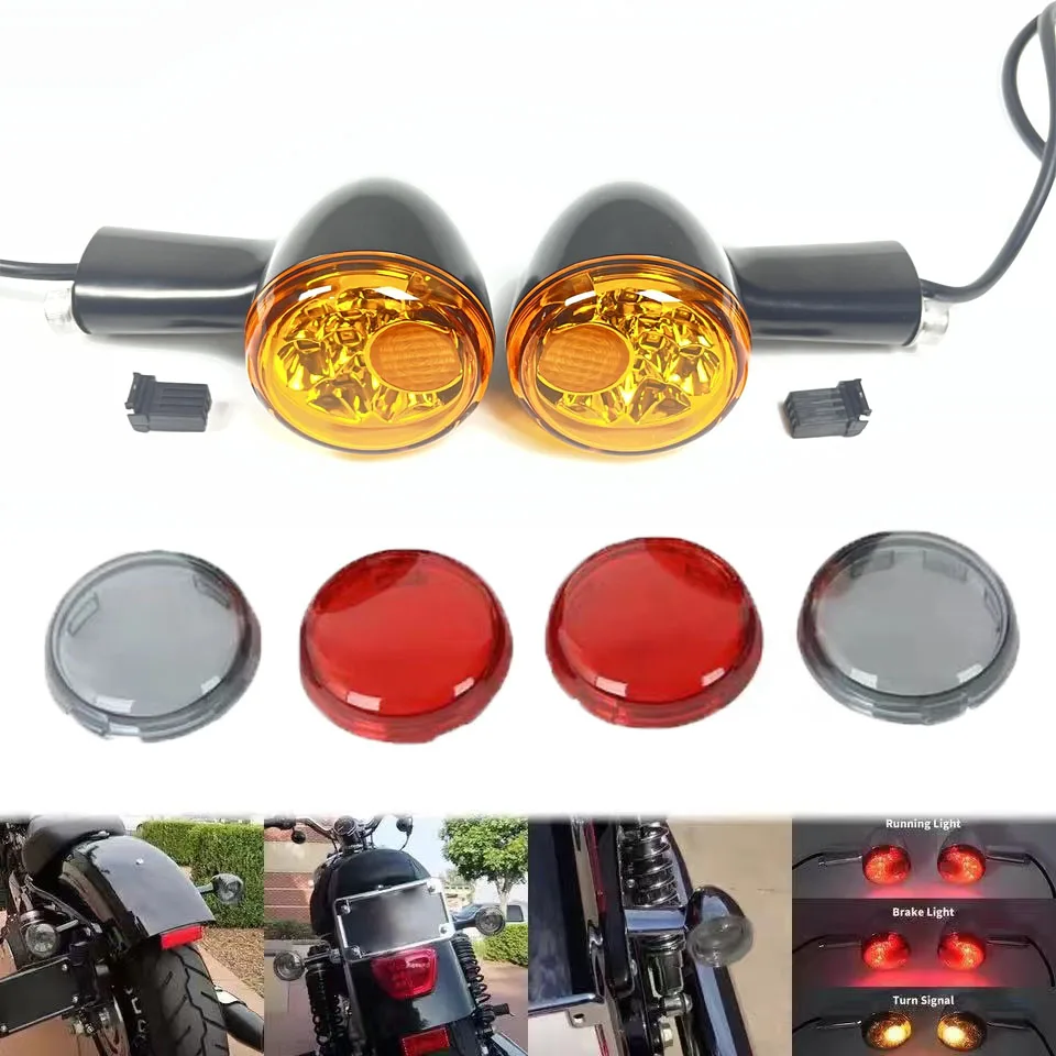 

Motorcycle Rear Turn Signal Indicator LED Light Brake Running Lamp Fits For Harley Sportster XL883 XL1200 1992-2021