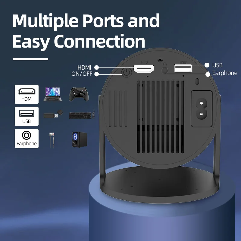 جهاز عرض قوي 4K 1080P WIFI6 300 ANSI Dual WIFI BT5...