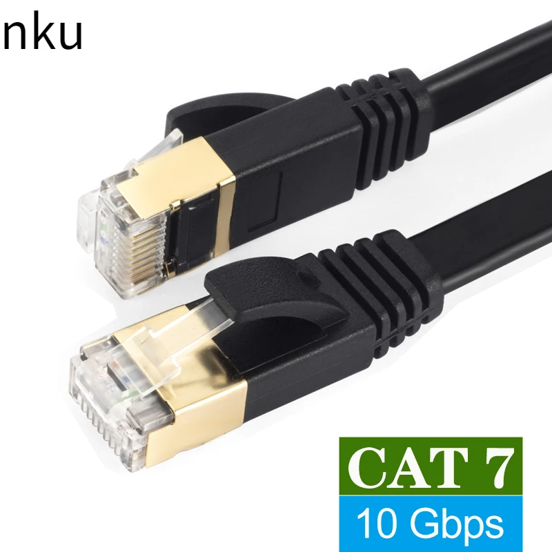 Cavo Ethernet Nku 3M Cat7 Cat 7 Flat Gigabit Stp Rj45 Ad Alta Velocità Cavo Lan 10Gbps Cavo Di Rete Patch Cord Per Router Laptop Pc