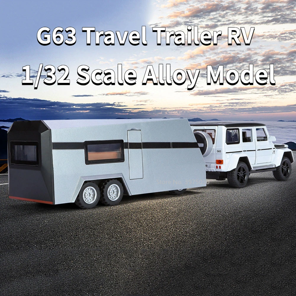 

1/32 G63 Travel Trailer RV Alloy Diecast Car Model Toy with Pull Back Sound and Light Toy Camping Vehicle for Kids Holiday Gifts