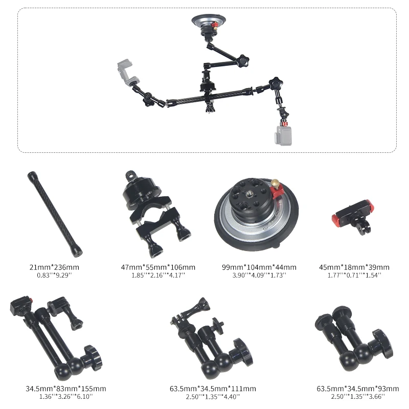Magic Arm 7 Zoll 11 Zoll Klemme 4 Zoll Vakuum Saugnapf Autotelefon Action Kamerahalter für GoPro Insta360 DJI Action Smartphone – Detail 7