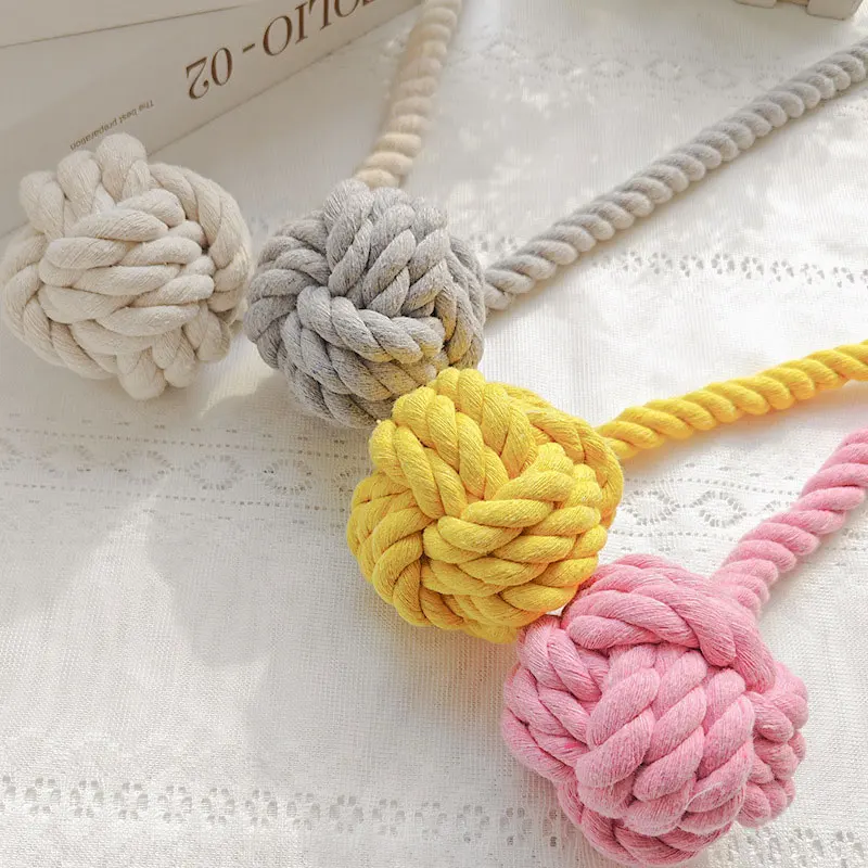 1pcs Natural Cotton Curtain Tiebacks Rope Hand Knitting Curtain Fasten Cord for DIY Rural Style Drapery Accesories