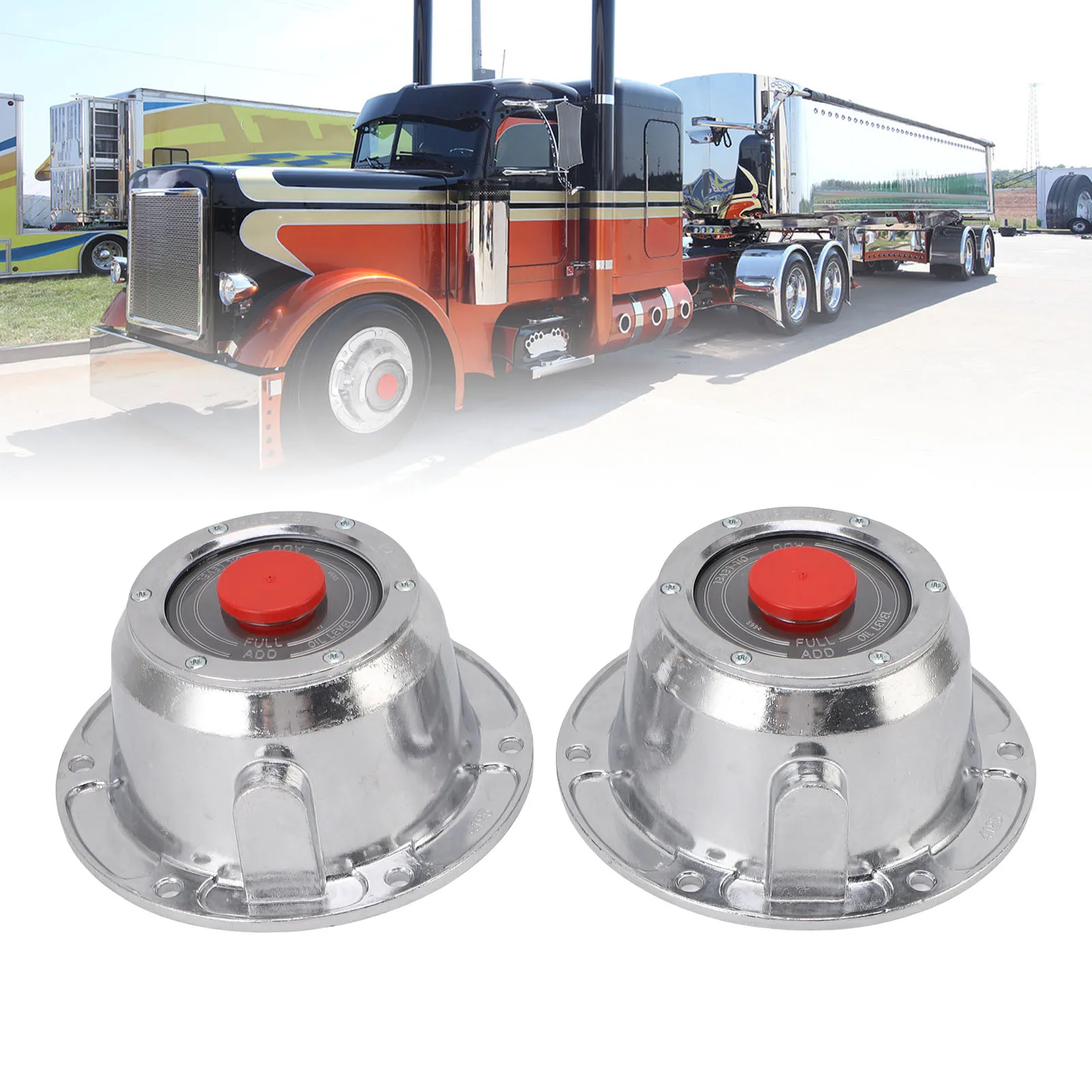 343-4195 High Strength Abrasion Proof 6 Bolt Holes Trailer Hubcaps Strong Sealing with Rubber Plugs and Gasket for Trailer Axle