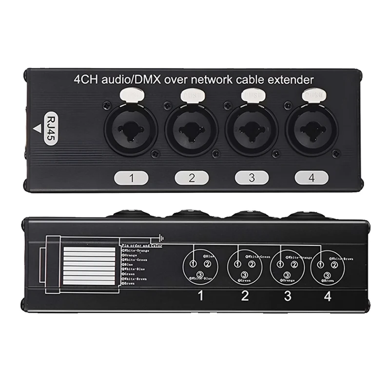 4 Channel 3 Pin Multi Network XLR Cable for Stage Sound Lighting and Recording Studio To RJ45 Ethercon Network Signal Extender