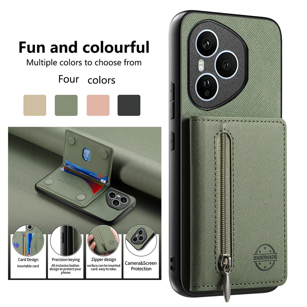 Leather Wallet Case with Card Slots and RFID Protection - Flip Cover