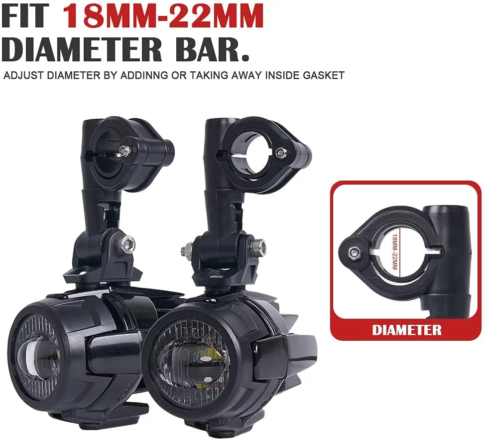 Motorcycle LED Lights LED auxiliary headlight mounting kit for BMW headlights GS 1200 1250 F800GS R1100GS F700GS black With Relay Wiring Harness