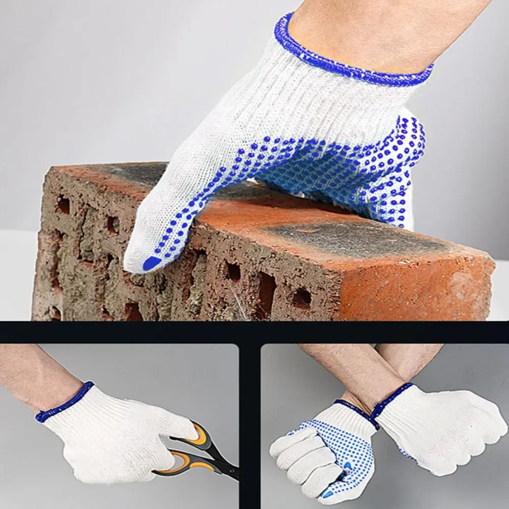 

1/2/3/4/5Pairs White&Blue Safety Work Gloves PVC Labor protection Palm Coated Gloves Warehouse Handling Workers Safety Work