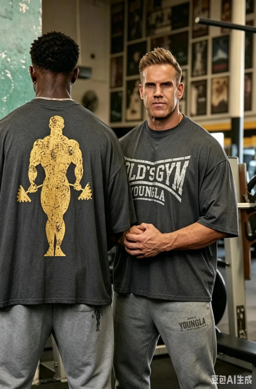 Sommer 2026 Herren Oversized Vintage Rissiges Grafik-Baumwoll-T-Shirt mit kurzen Ärmeln für Fitness, Bodybuilding, Workout und Freizeit