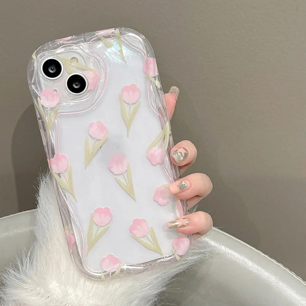 Soft Silicone Wavy Edge Pink Phone Case