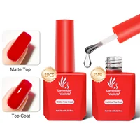 2pcs 15ml No Wipe Glossy and Matte Top Coat Soak Off Nail Gel Varnish for Starter Home Salon Nail Art Design Manicure Pedicure 1