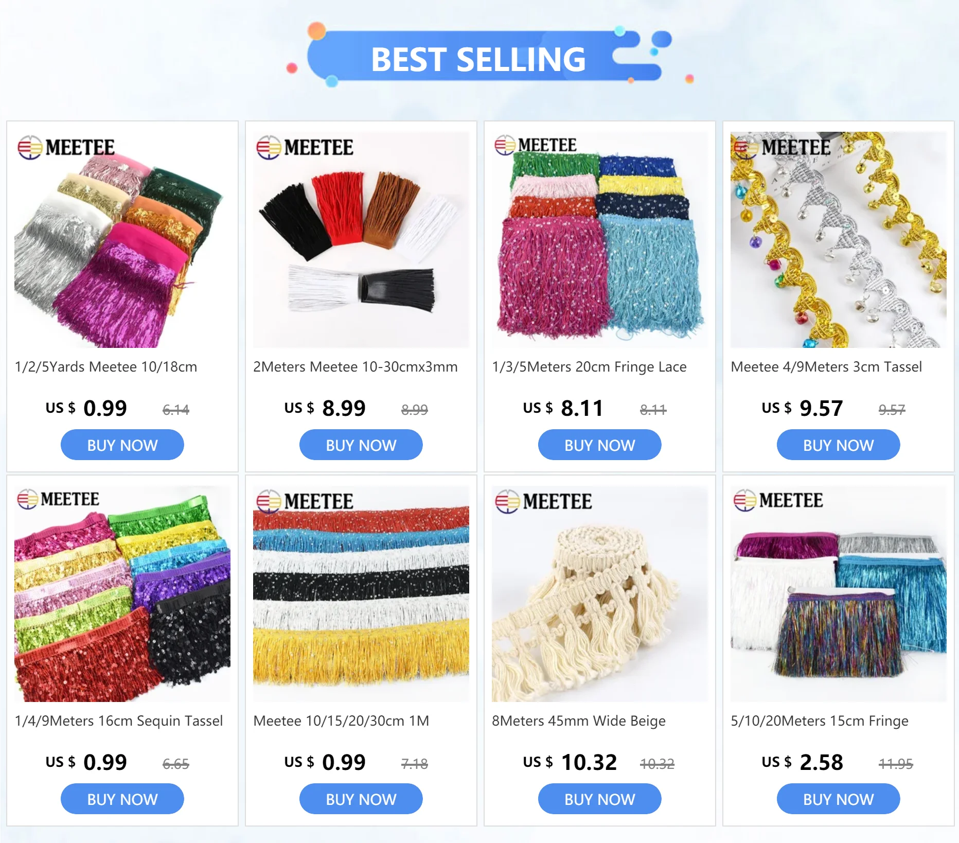 Description Picture 2 of item1-5Yards 17cm Metee Fringe Tassel Lace Ribbon Sequin Trims Colored For Dress Clothes Decorative Crafts Clothing Accessories