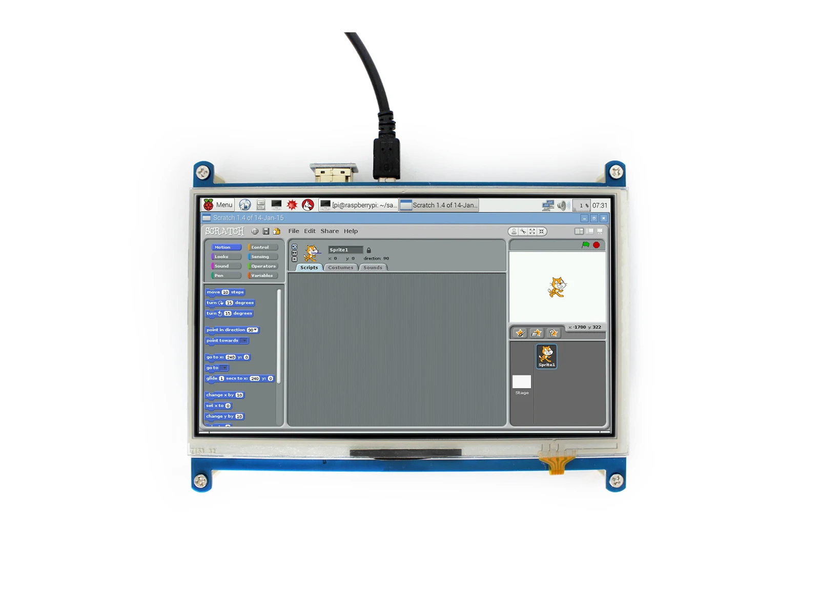 Waveshare-7 ġ HDMI LCD 1024x600   HDMI/SPI ̽ ׼ ġ ũ IPS, ǻ ͷ ۵
